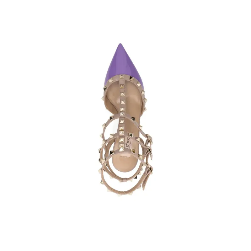 Valentino ROCKSTUD Slim Heel High Heels Women's Purple-2