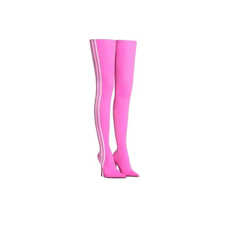 Adidas x Balenciaga Knife Knee High Boots 11cm Women's Pink White-2