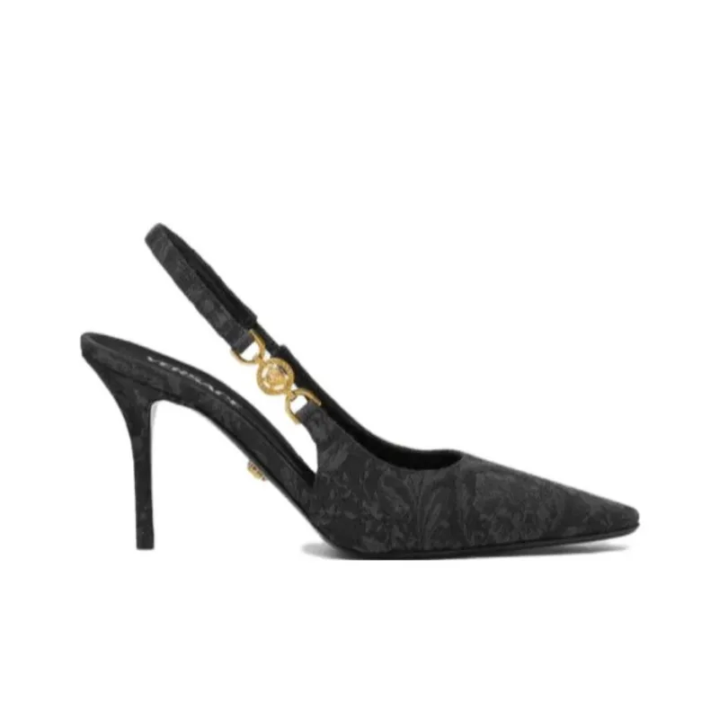 FANSIZHE Barocco MEDUSA '95 Slim Heel High Heels 8.5cm Women's Black-1