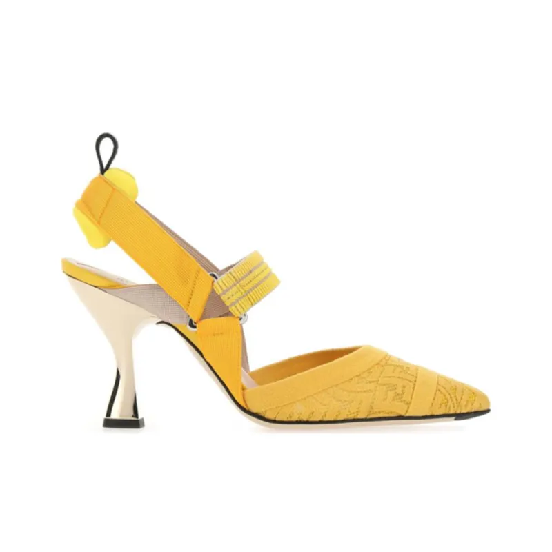 FENDI Colibri Slim Heel High Heels 8.5cm Women's Yellow-1