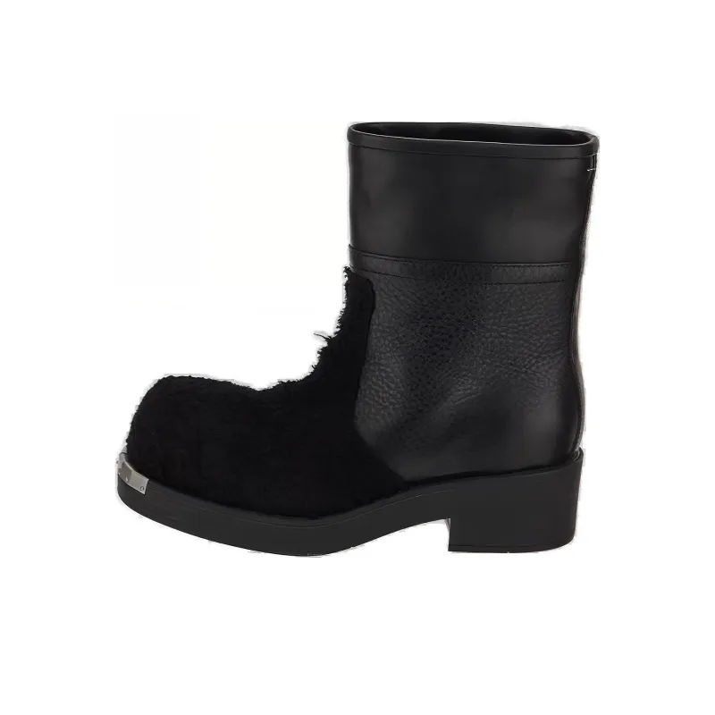MM6 Maison Margiela Biker Suede And Leather Ankle Boots-0