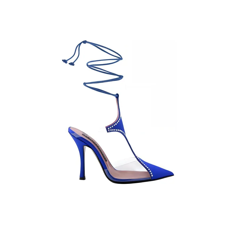Les Petits Joueurs Slim Heel High Heels 10.5cm Women's Blue-1