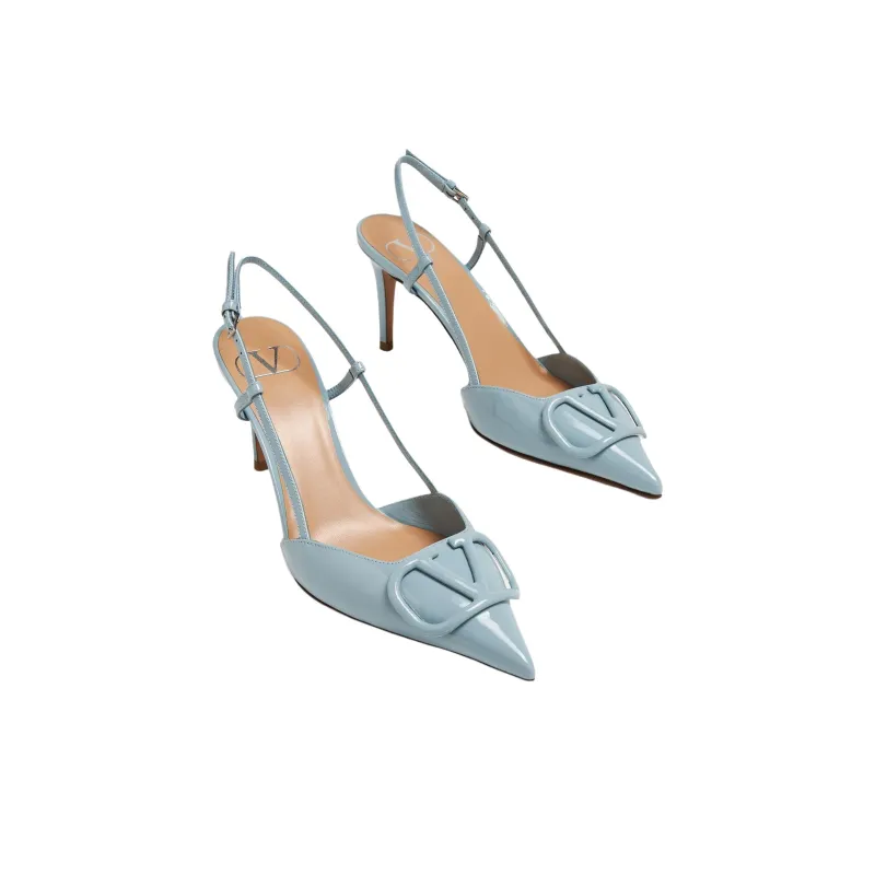 Valentino Vlogo Signature Slim Heel High Heels 8cm Women's Light Blue-2