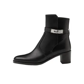 HERMES Frenchie Fashion Ankle Boots 5cm Women's Black