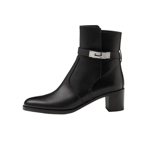 HERMES Frenchie Fashion Ankle Boots 5cm Women's Black