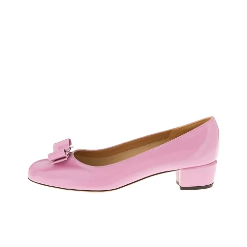 FERRAGAMO Vara Block Heel High Heels 3cm Women's Pink