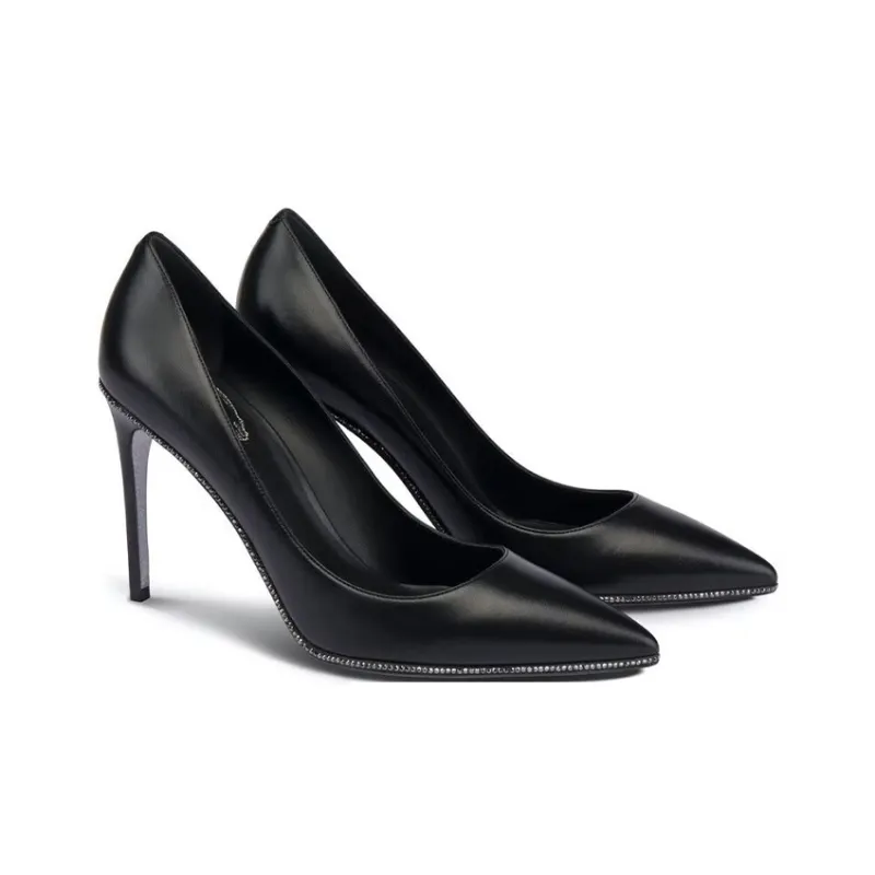 RENE CAOVILLA GRACE Slim Heel High Heels 8cm Women's Black-3
