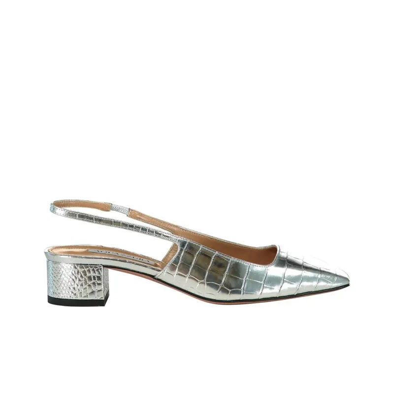 AQUAZZURA Ginza Chunky Heel High Heels 3.5cm Women's Silver-1
