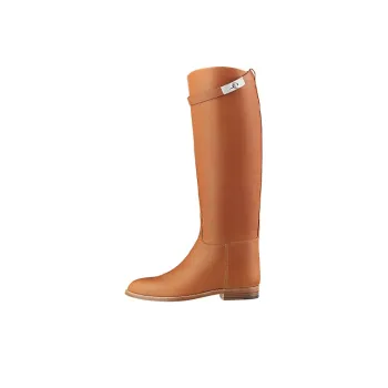 HERMES Kelly Knee high Boots Women's Brown