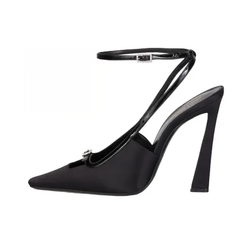 SAINT LAURENT Chunky Heel High Heels 11cm Women's Black