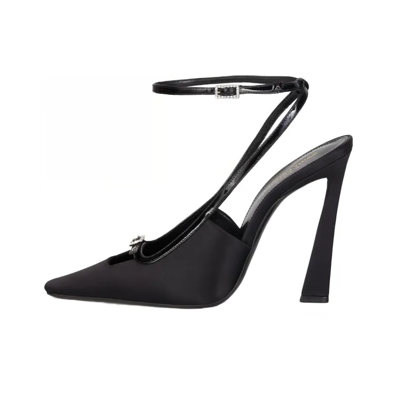 SAINT LAURENT Chunky Heel High Heels 11cm Women's Black-0