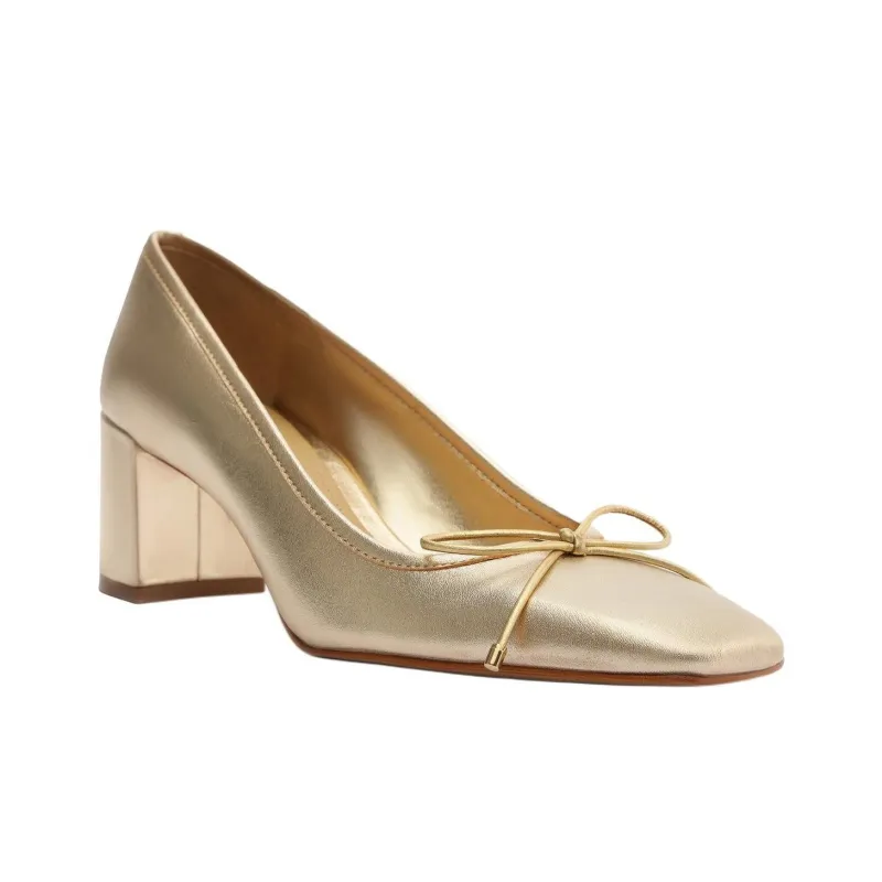 Schutz Arissa Block Chunky Heel High Heels 6.3cm Women's Light Gold-2