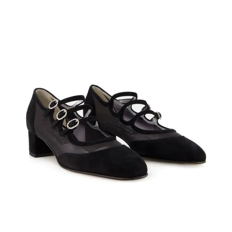 Carel Paris Mesh panelled Suede Pumps-2