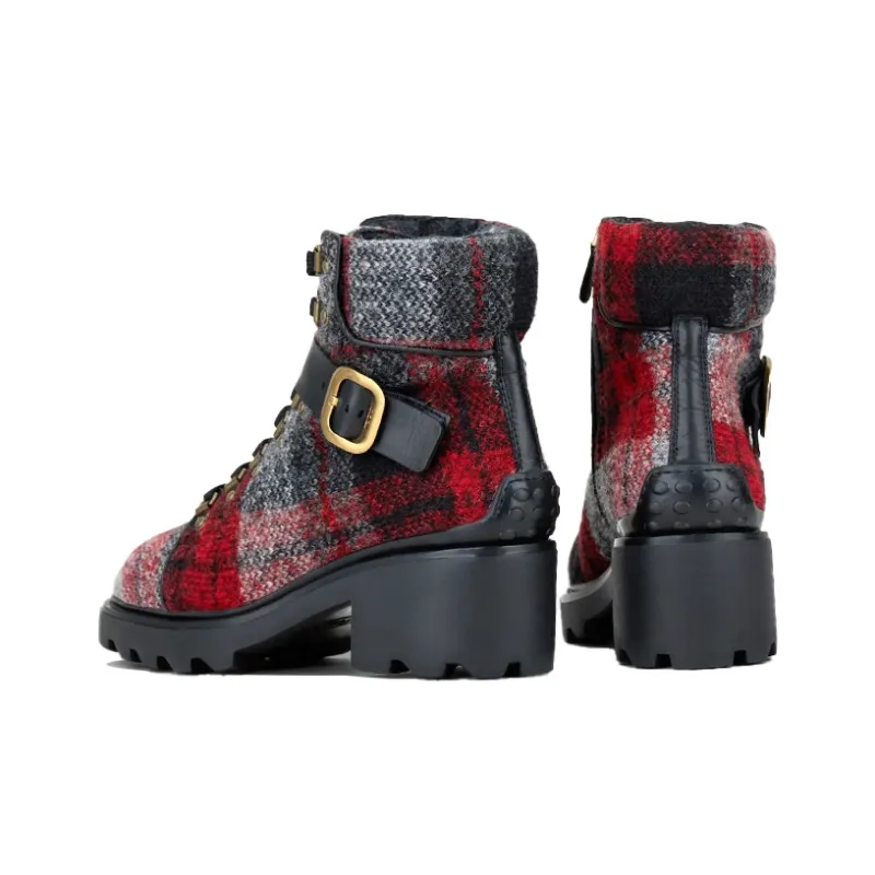 TOD'S Ankle Boots Women's Gray Red Black-3