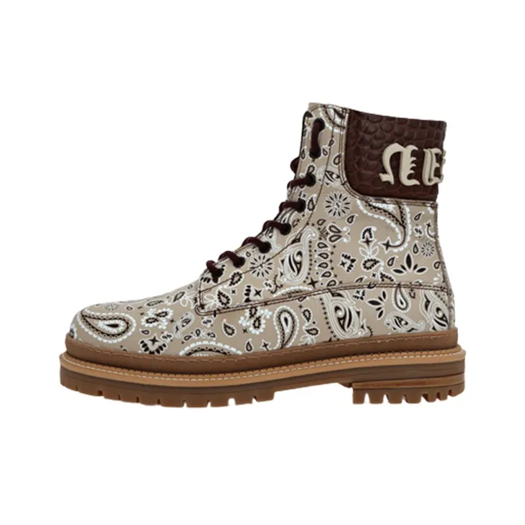 PHILIPP PLEIN Paisley-print Leather Ankle Boots-0