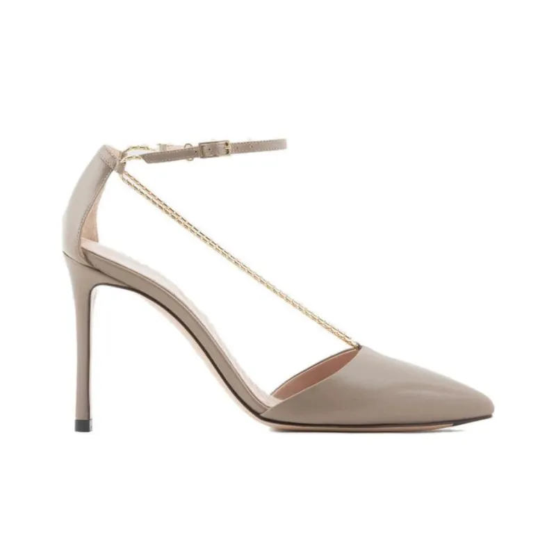 EMPORIO ARMANI D'Orsay Slim Heel High Heels 9.5cm Women's Light Brown-1