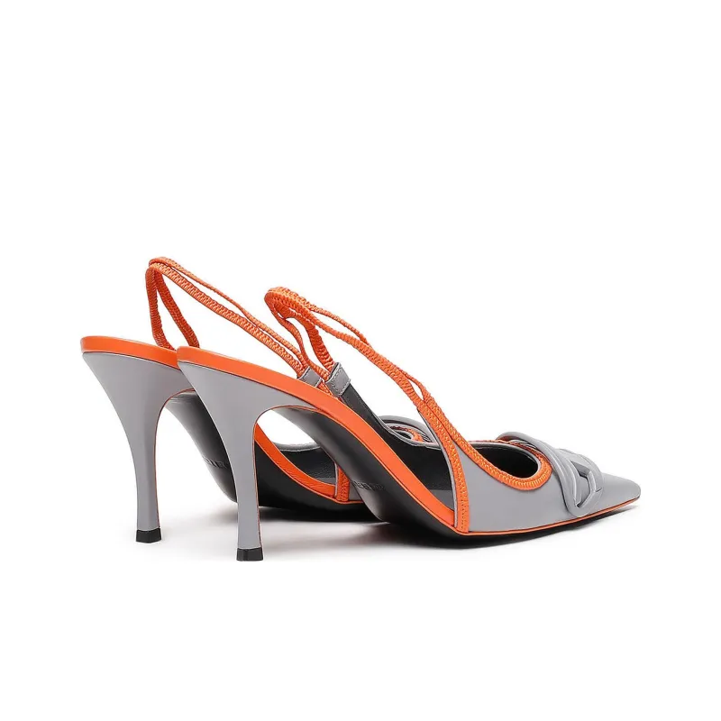 DIESEL Slim Heel High Heels 8cm Women's Gray Orange-3