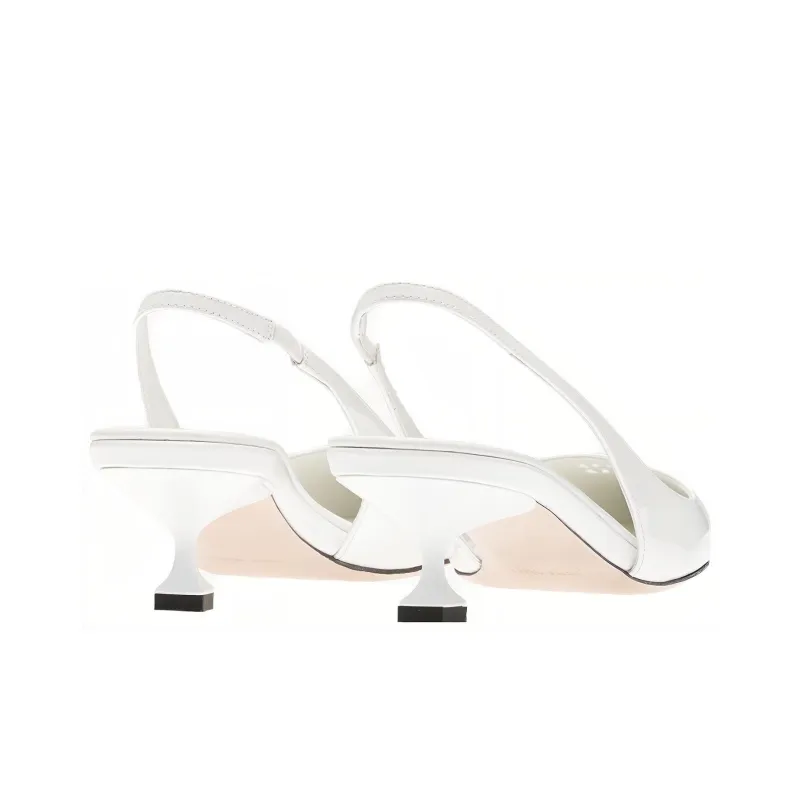 MIU MIU Cone Heel High Heels Women's White-4