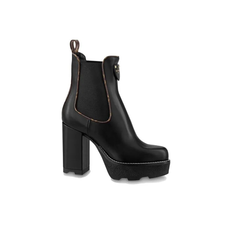 LOUIS VUITTON Beaubourg Short Chelsea Boots Women's Black-1