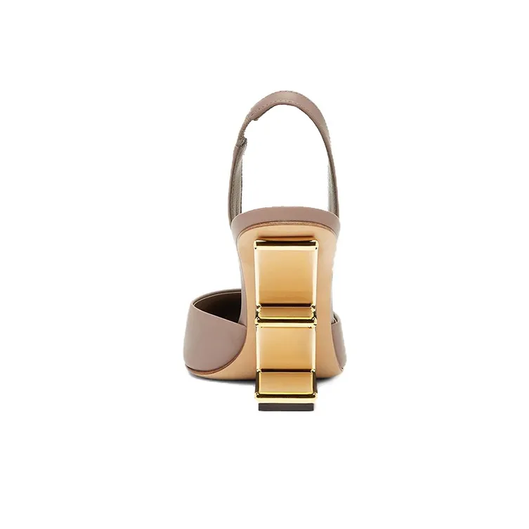 FENDI 90mm Leather Slingback Pumps-3