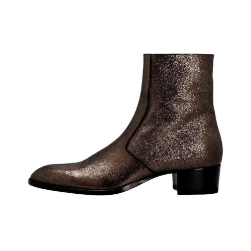 SAINT LAURENT Ankle Boots 4cm Men's Brown