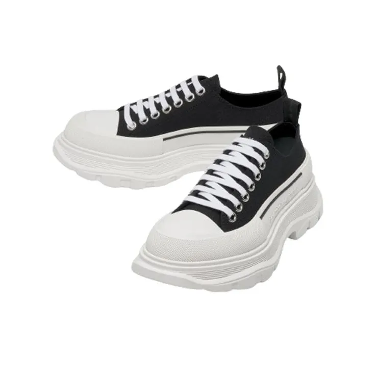 Alexander McQueen Tread Slick Lace Up 'Black White'-4