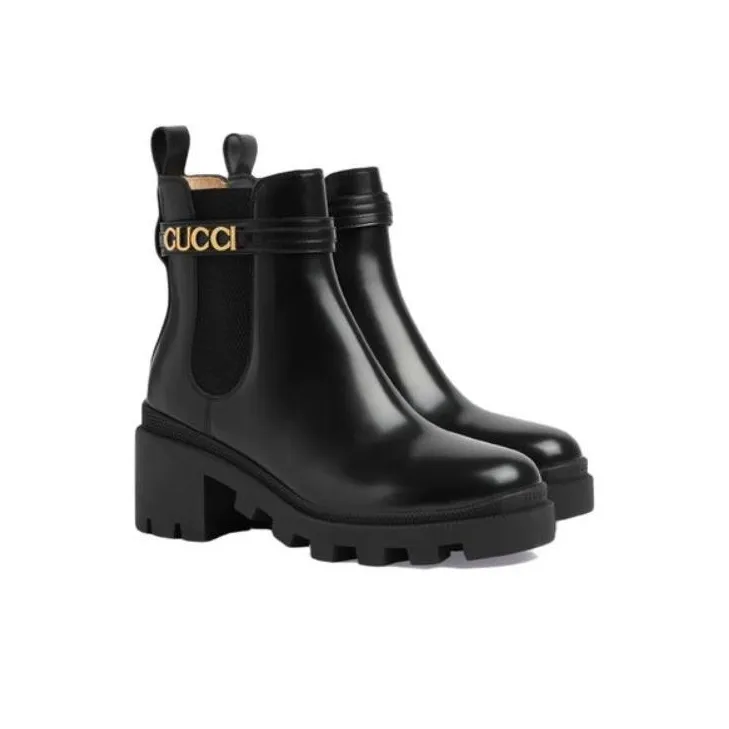 GUCCI Logo Strap Chelsea Boots Black Women's-1