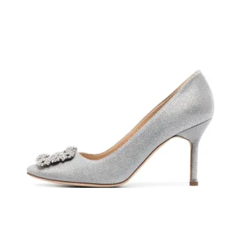 MANOLO BLAHNIK Crystal-embellished 90mm Leather Pumps
