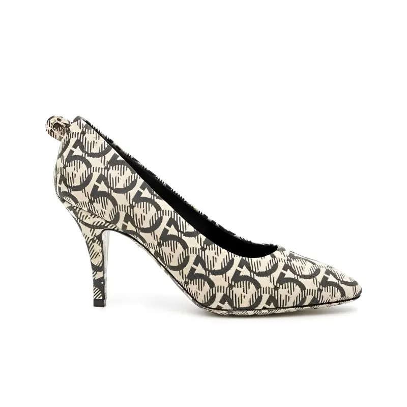FERRAGAMO Slim Heel High Heels 8.5cm Women's Beige Black-1