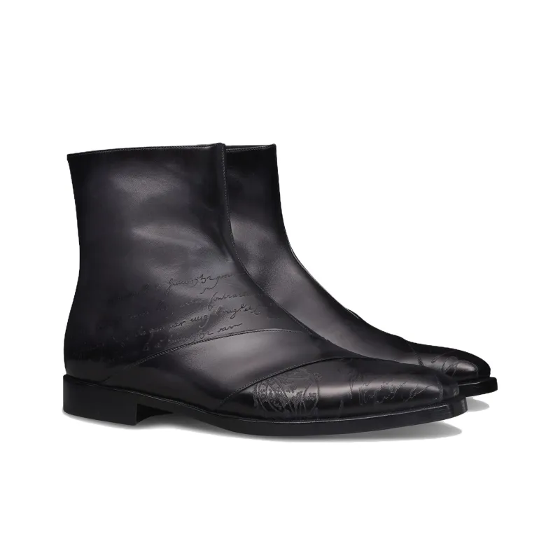 BERLUTI Demesure Scritto Ankle Boots Men's Black-2