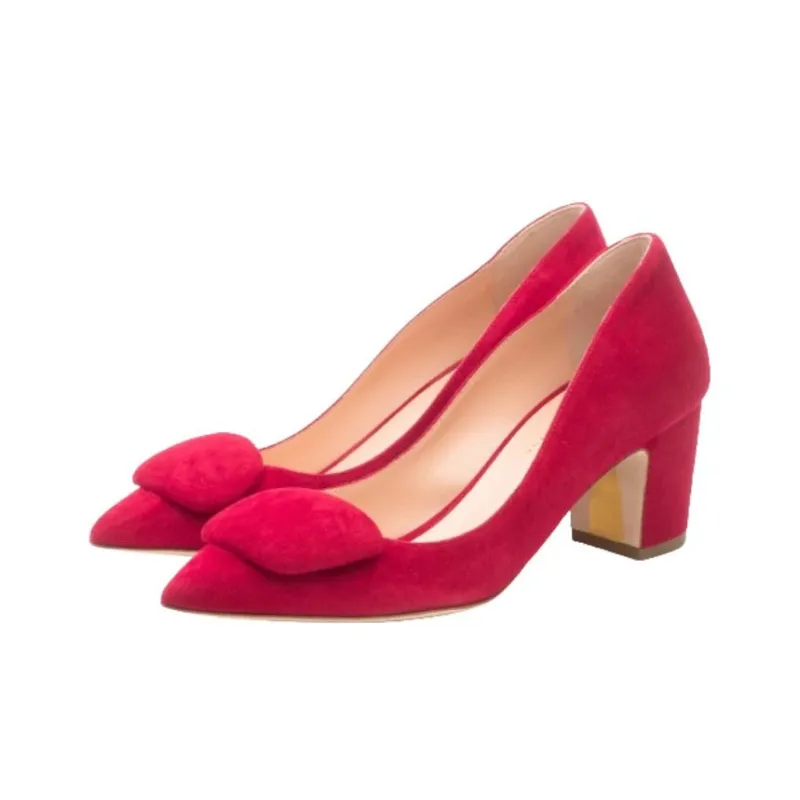 Rupert Sanderson Chunky Heel High Heels 6cm Women's Red-2