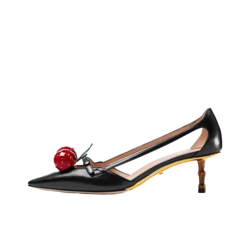 GUCCI Leather Cherry Pumps