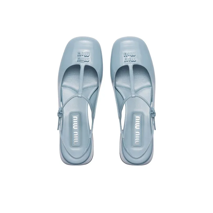 MIU MIU Chunky Heel High Heels 3.5cm Women's Light Blue-3