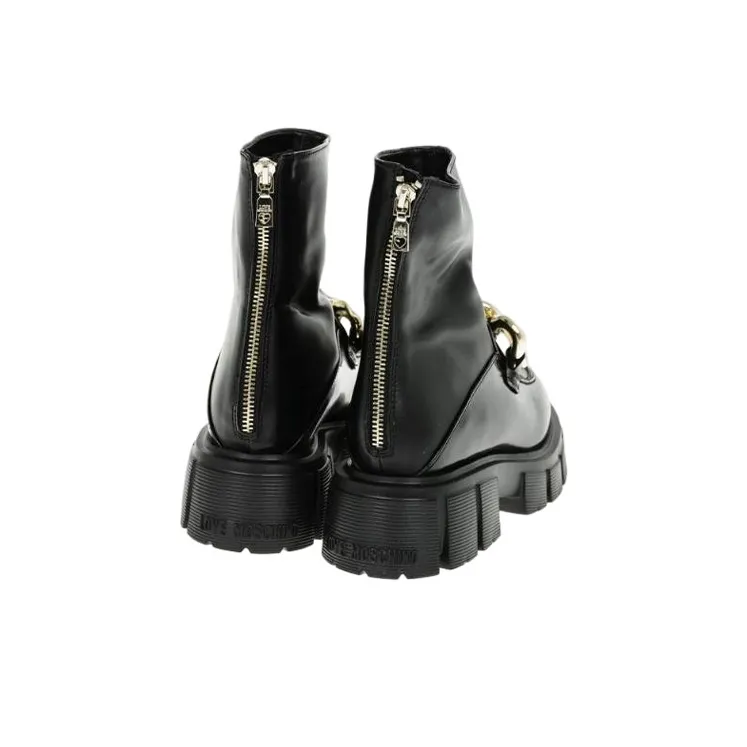 Love MOSCHINO Chain-embellished Leather Boots-6