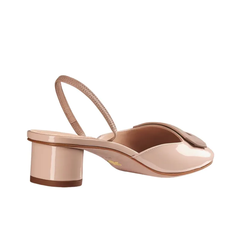 DIOR Chunky Heel High Heels 3.5cm Women's Nude-4