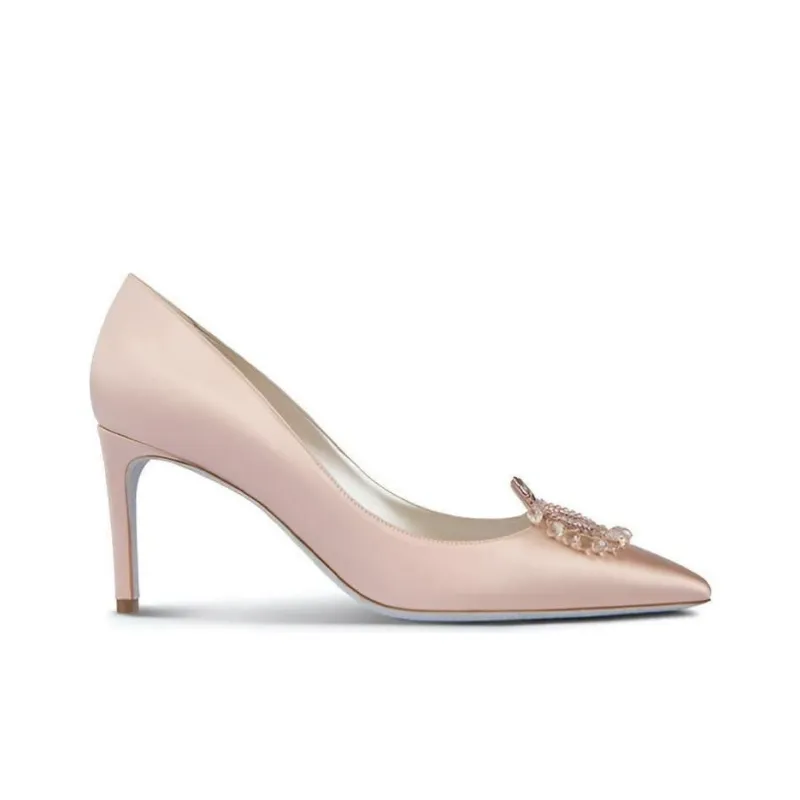 RENE CAOVILLA Chantel Slim Heel High Heels 7.5cm Women's Pink-1
