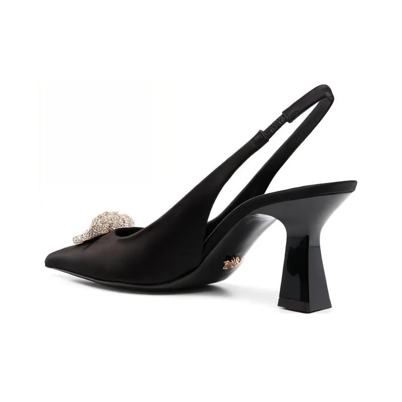 VERSACE La Medusa Block Heel High Heels 8cm Women's Black-3
