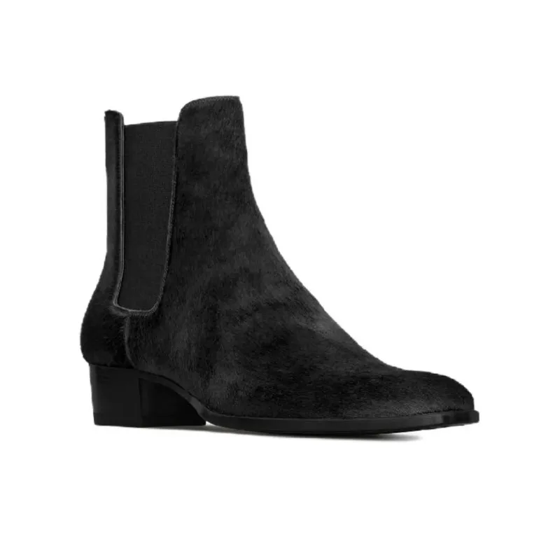 SAINT LAURENT Wyatt Short Chelsea Boots Men's Pitch Black-2