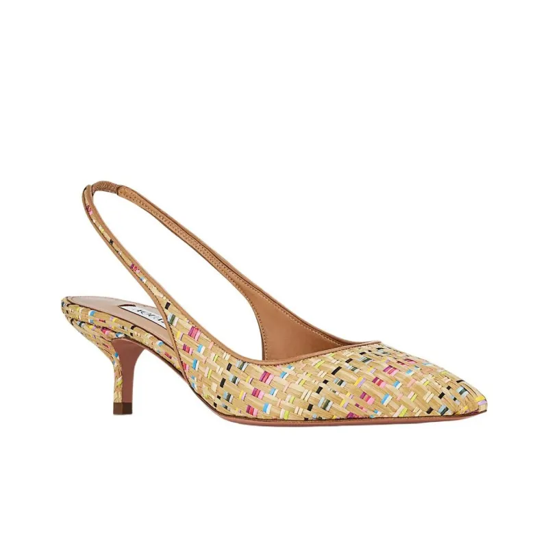 AQUAZZURA Purist 50mm Woven Slingback Pumps-3