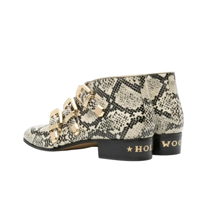 GUCCI Snakeskin-effect Leather Ankle Boots-3