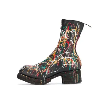 GUIDI Paint Splattered Ankle Boots