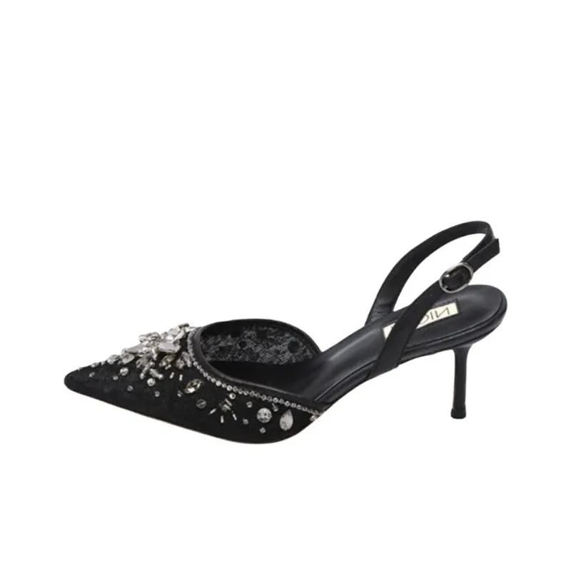 NICOLI Hailee Slim Heel High Heels 7cm Women's Black-0