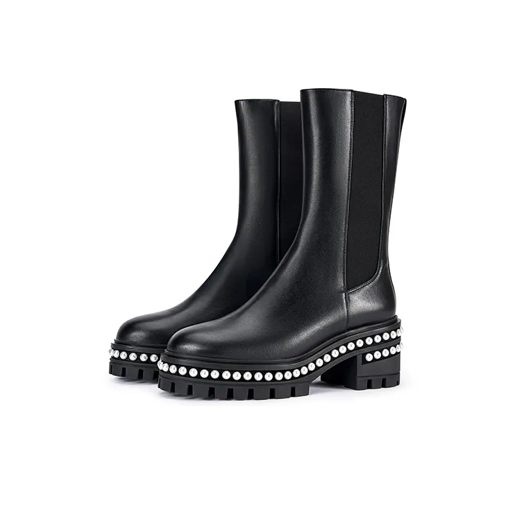 Stuart Weitzman/SW Soho Pearl Chelsea Bootie Crew Chelsea Boots Women's Black-3
