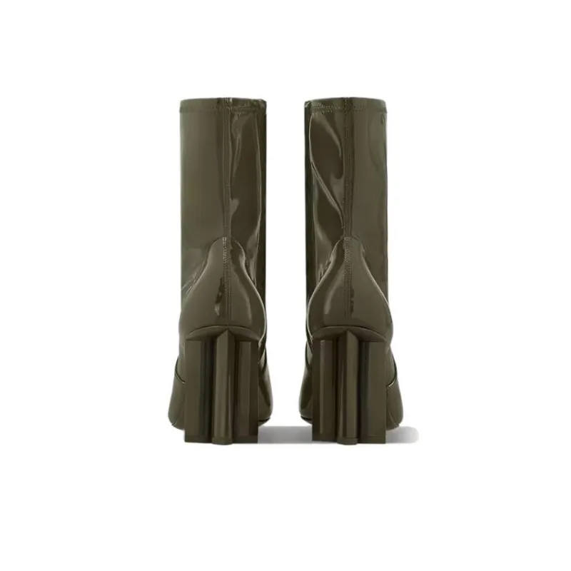 LOUIS VUITTON Silhouette Ankle Boots 8cm Women's Dark Green-3