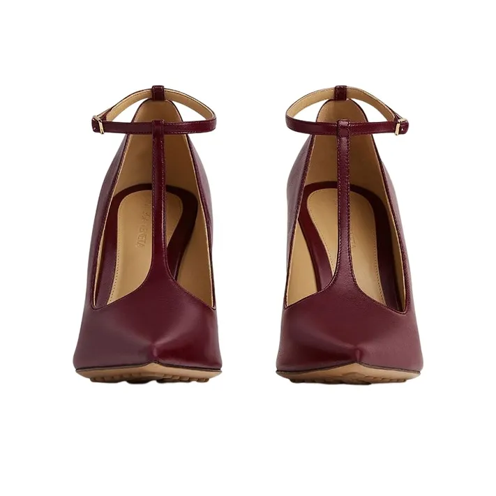 Bottega Veneta Punta Irregular Heel High Heels 10cm Women's Red-2