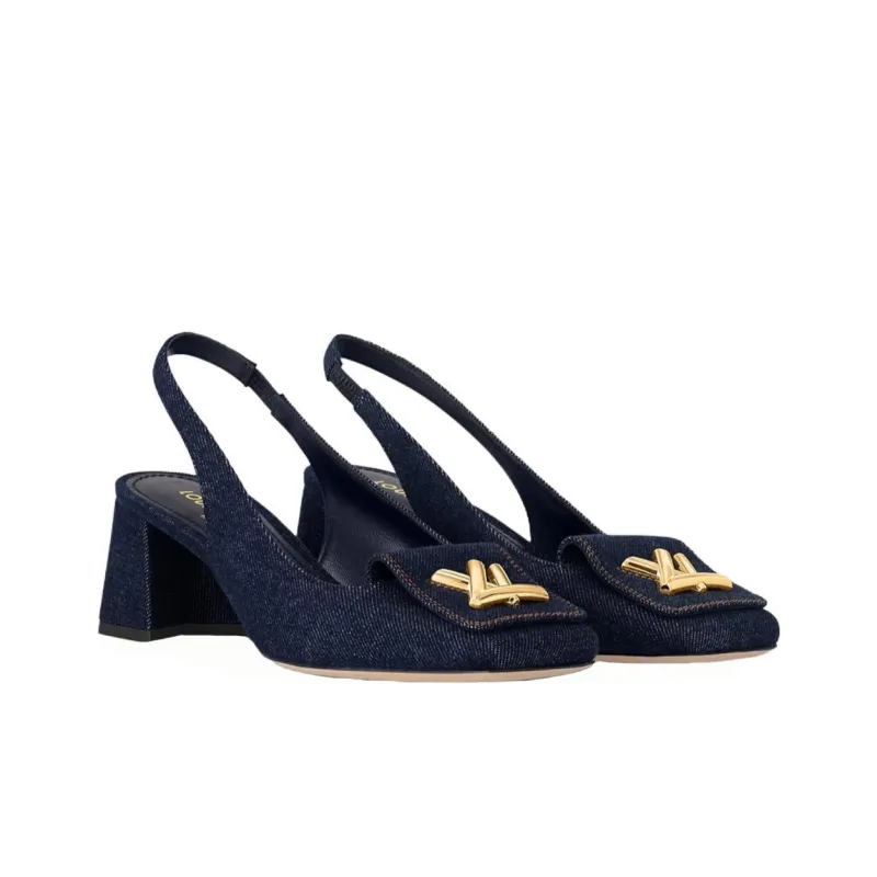 LOUIS VUITTON Shake Chunky Heel High Heels 5.5cm Women's Dark Blue-3