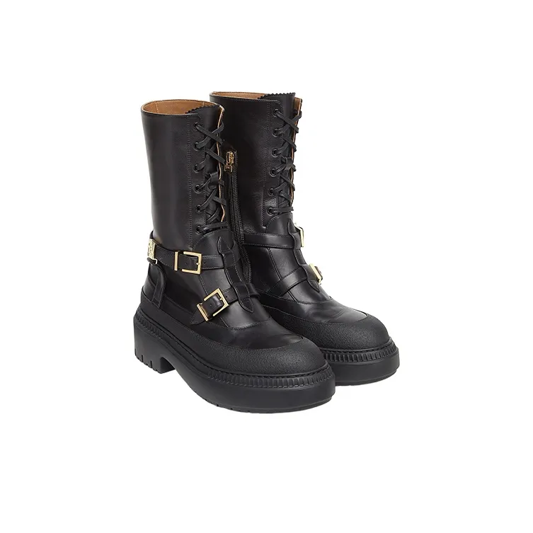 FENDI Delfina Lace Up Biker Boots Women's-3