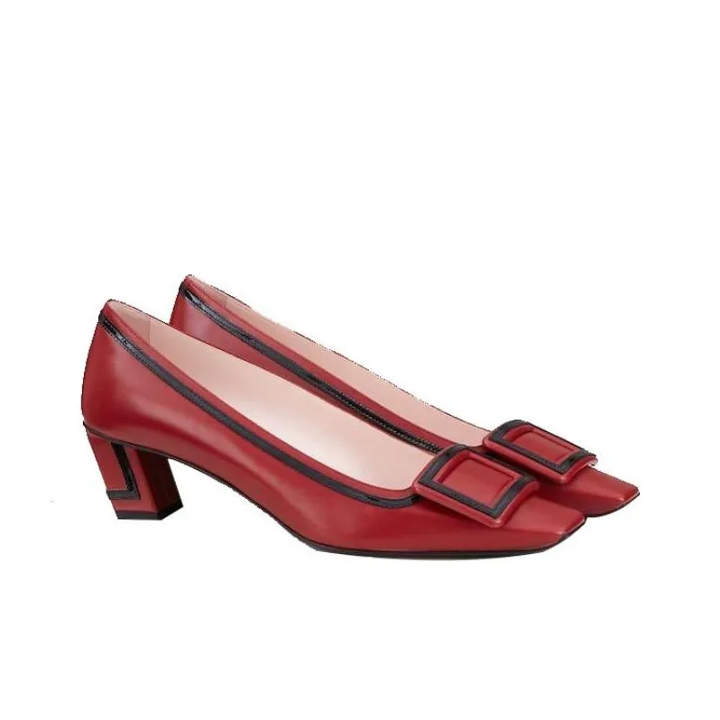 Roger Vivier Chunky Heel High Heels 4.5cm Women's Red-2