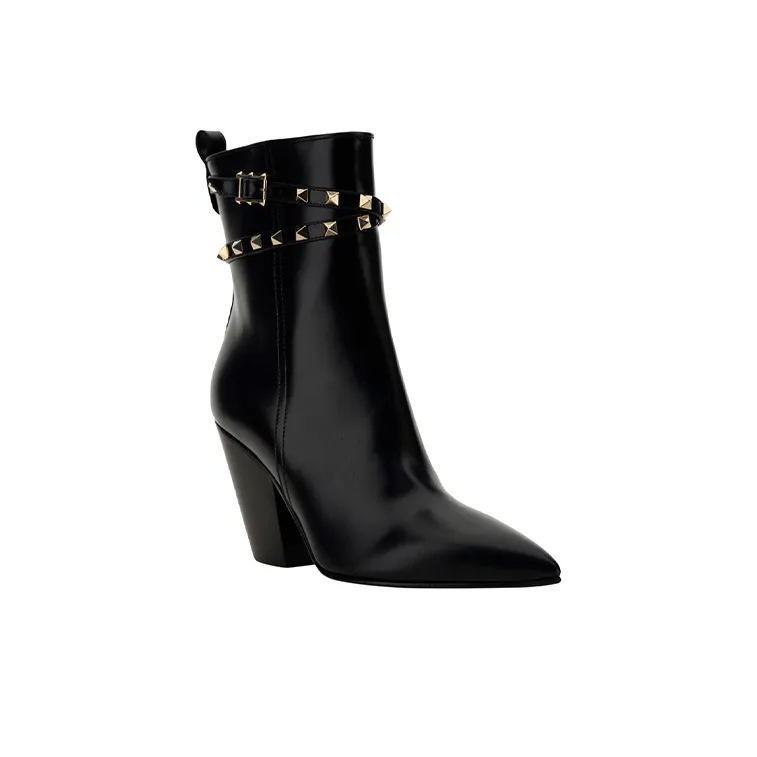 Valentino Rockstud Ankle Boots 5cm Women's Black-2