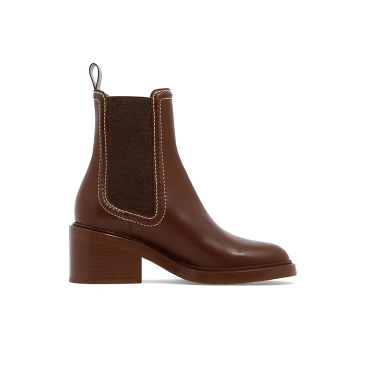 Chloe Short Chelsea Boots Women's Brown-1
